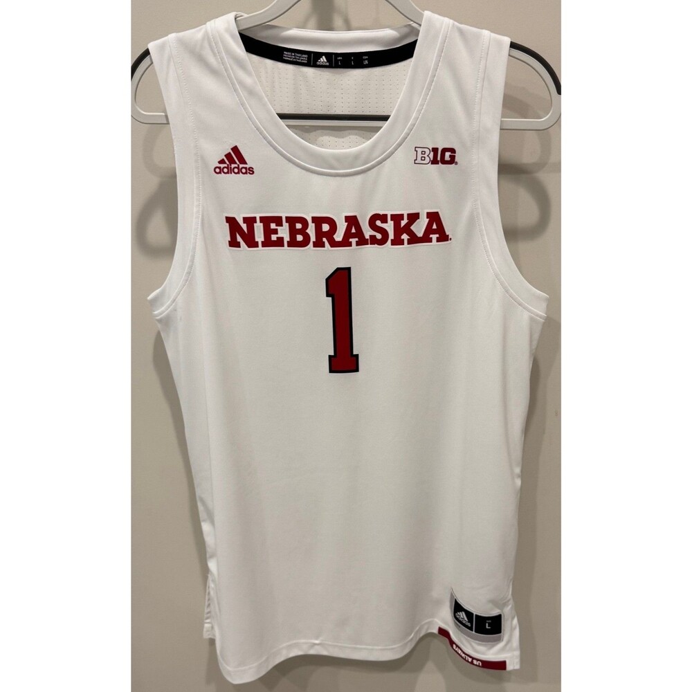 Nebraska Cornhuskers - Adidas Basketball Jersey - Men's Large - #1 - White